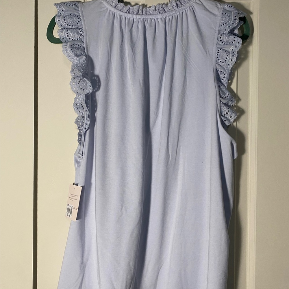 LC Lauren Conrad Light Blue Ruffle Sleeve Blouse Sz XXL - Picture 4 of 6